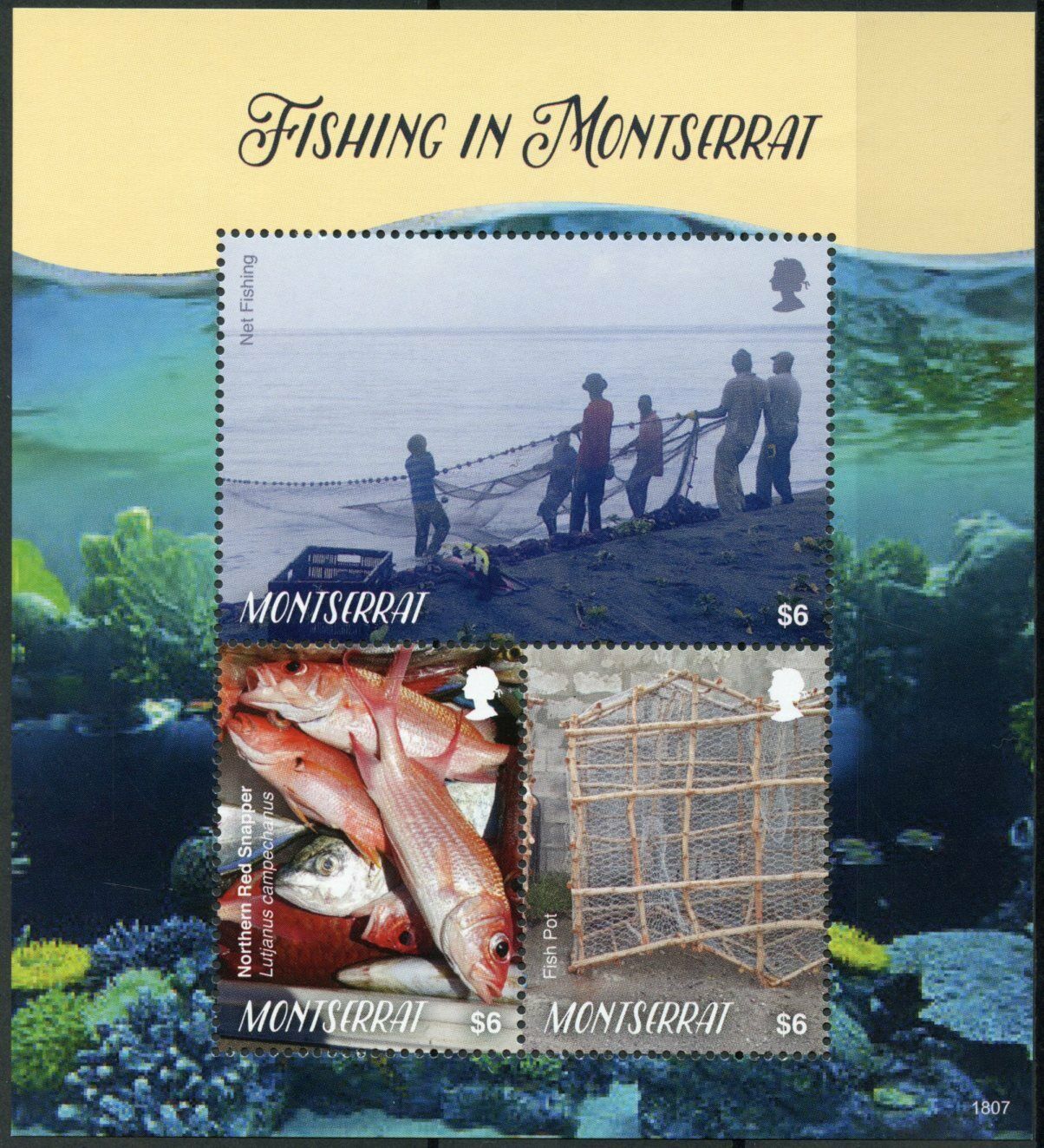 Montserrat 2018 MNH Fishing Stamps Fish Fishes Cultures 3v M/S