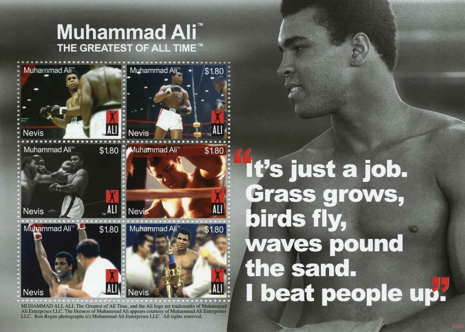 Nevis 2008 MNH Boxing Stamps Muhammad Ali Famous People Sports 6v M/S I