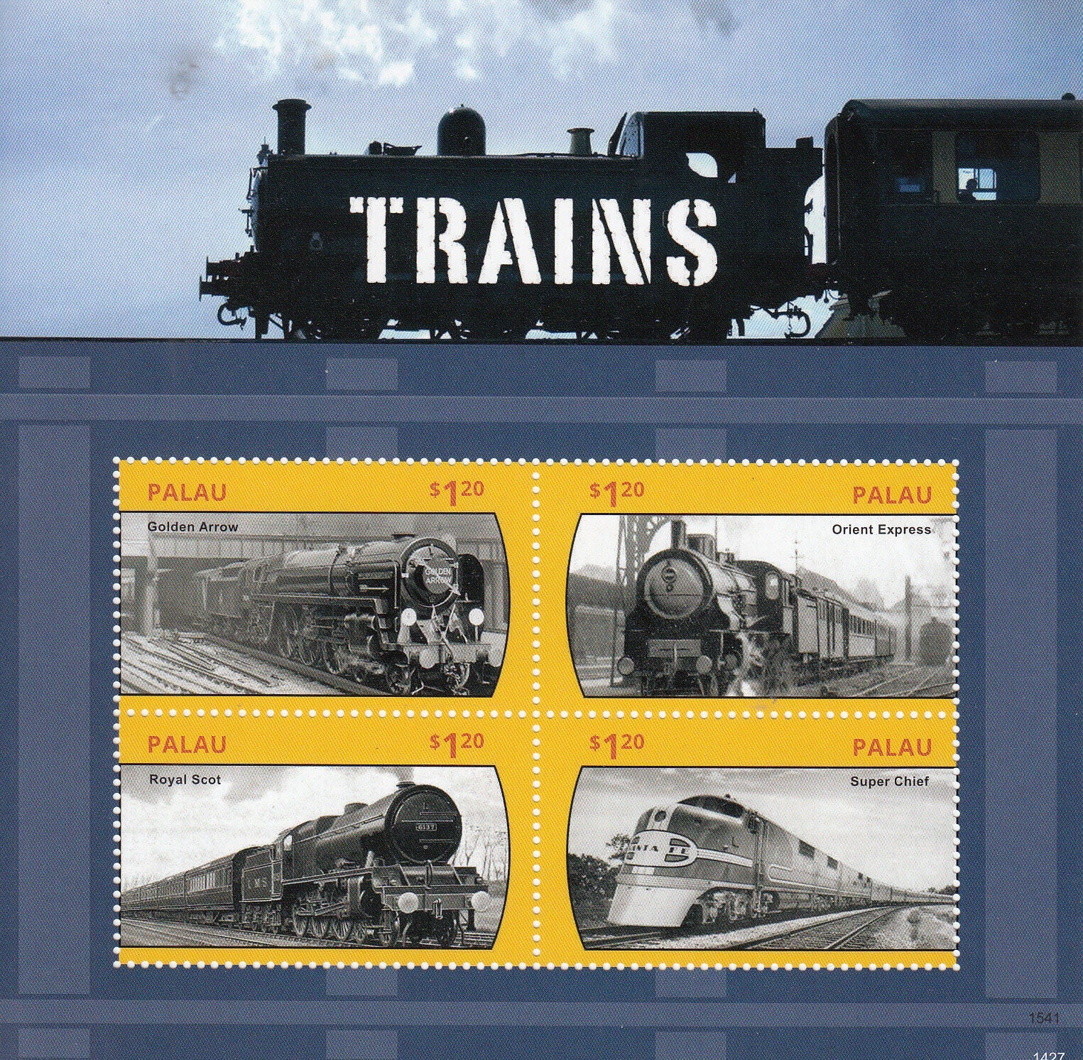 Palau 2014 MNH Trains Stamps Railways Golden Arrow Orient Express 4v M/S