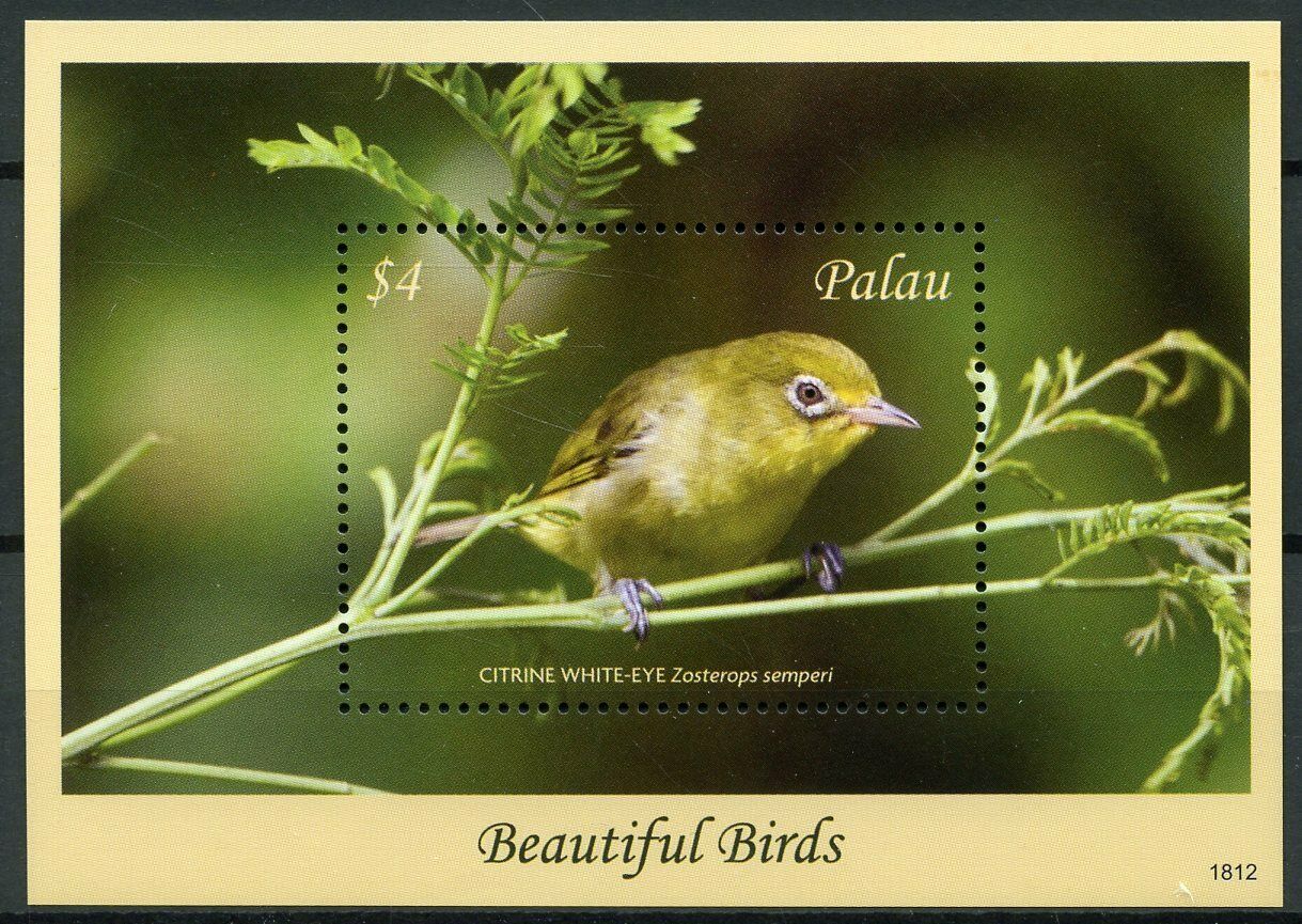 Palau 2018 MNH Birds on Stamps Beautiful Birds Citrine White-Eye 1v S/S