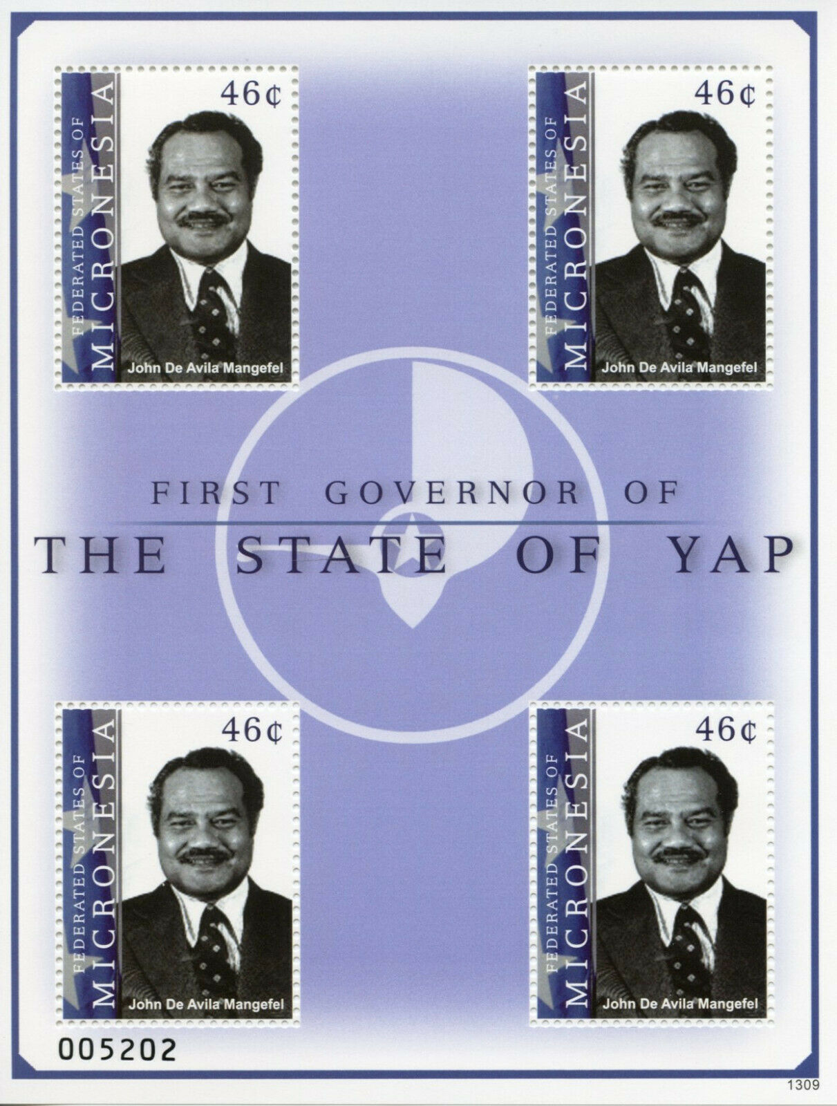 Micronesia 2013 MNH People Stamps 1st Governor State Yap John De Avila Mangefel Politicians 4v M/S