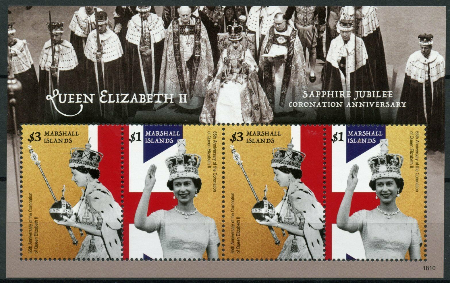 Marshall Islands 2018 MNH Royalty Stamps Queen Elizabeth II Coronation 4v M/S