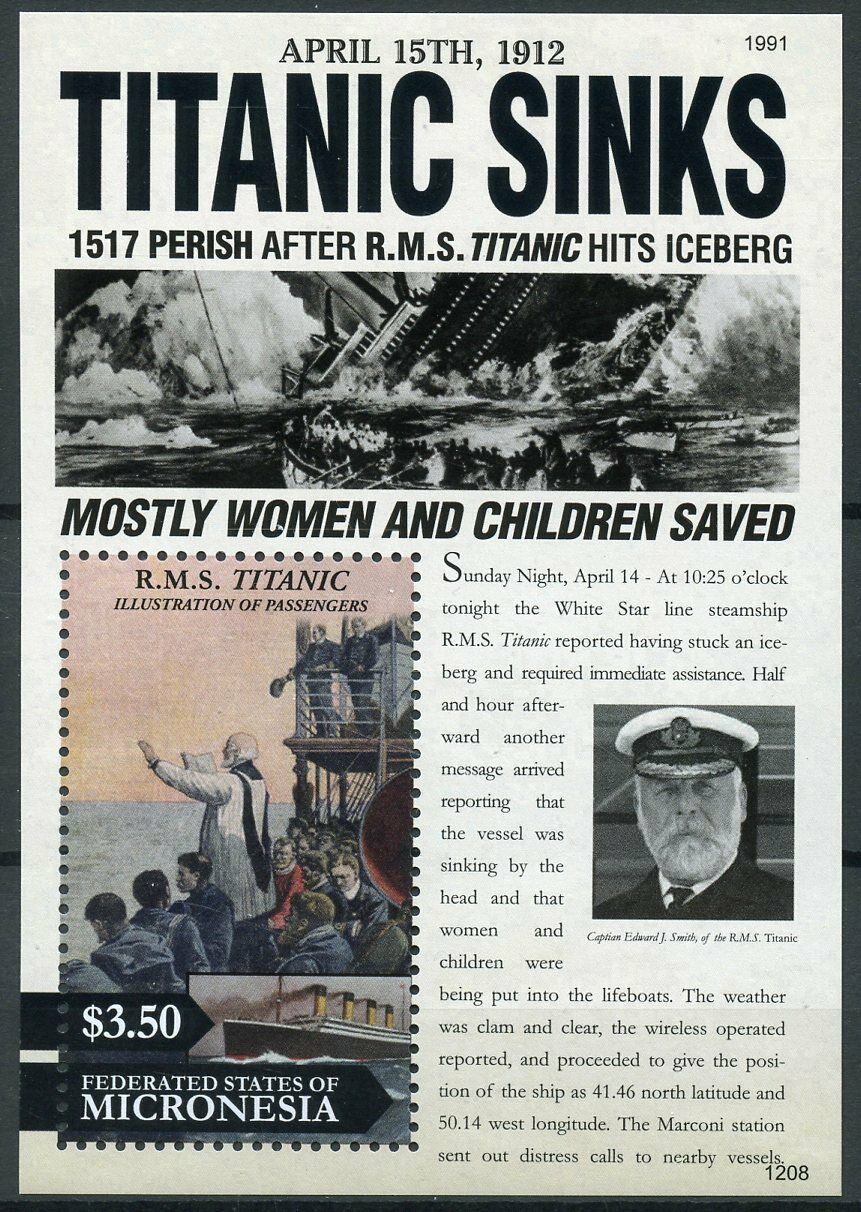 Micronesia 2012 MNH Ships Stamps RMS Titanic Sinking 100th Anniv 1v S/S