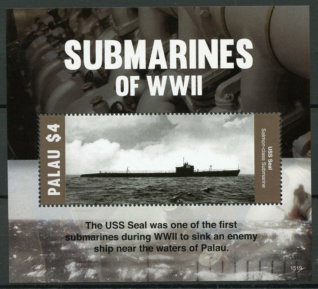Palau 2015 MNH Military Ships Stamps Submarines WWII WW2 USS Seal Second World 1v S/S