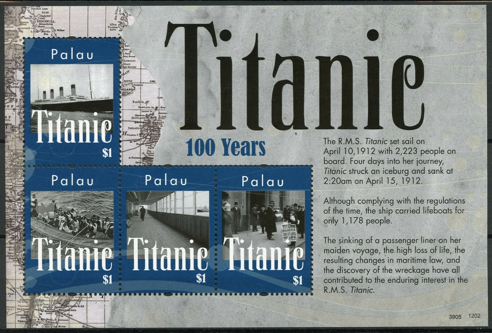 Palau 2012 MNH Ships Stamps Titanic 100 Years Nautical 4v M/S