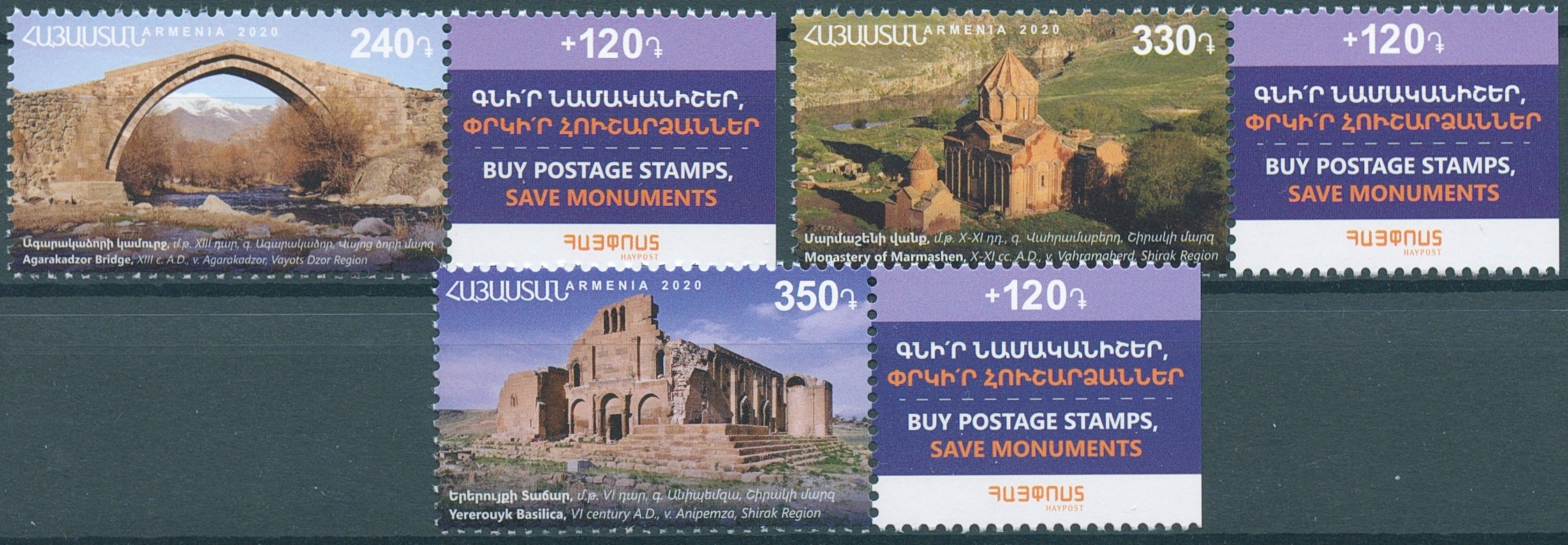 Armenia Stamps 2020 MNH Historical Cultural Monuments Bridges Monasteries 3v Set
