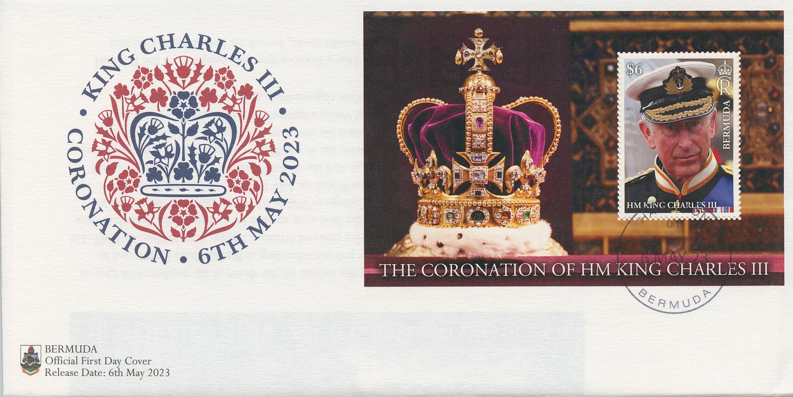 Bermuda 2023 FDC Royalty Stamps King Charles III Coronation 1v M/S