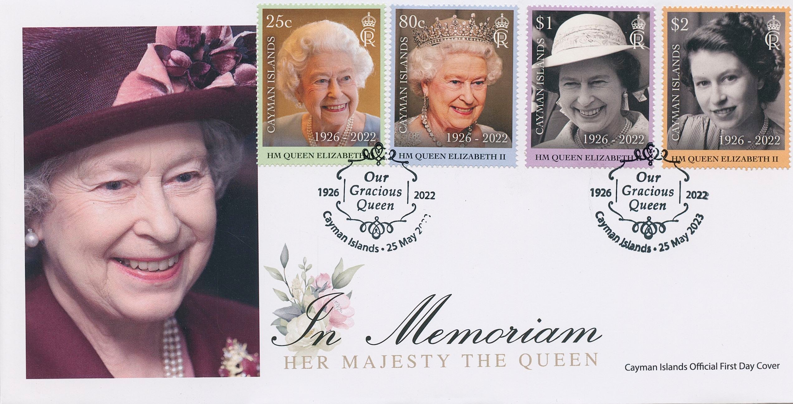 Cayman Islands 2023 FDC Royalty Stamps Queen Elizabeth II Memorial 4v Set