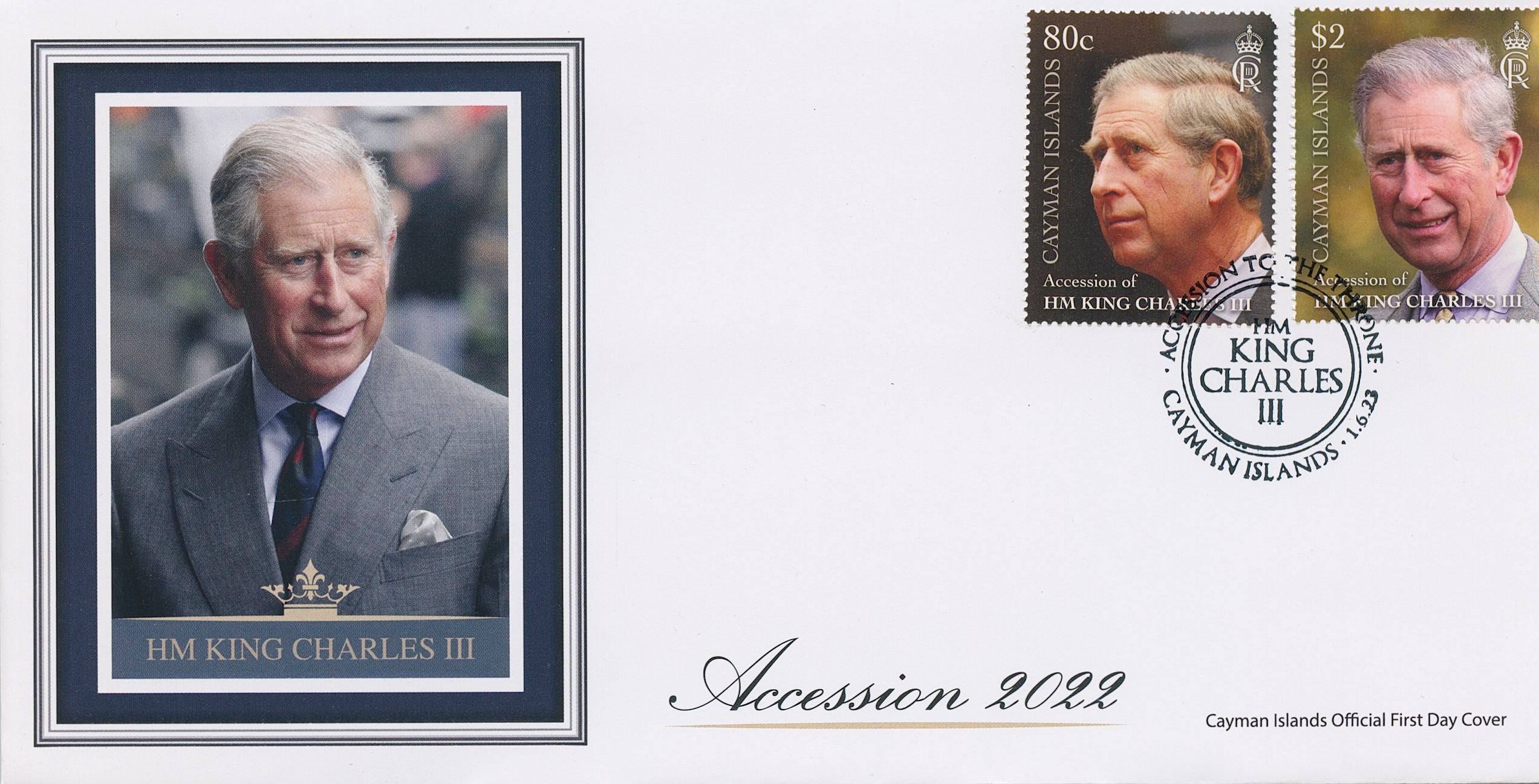 Cayman Islands 2023 FDC Royalty Stamps King Charles III Accession 2v Set