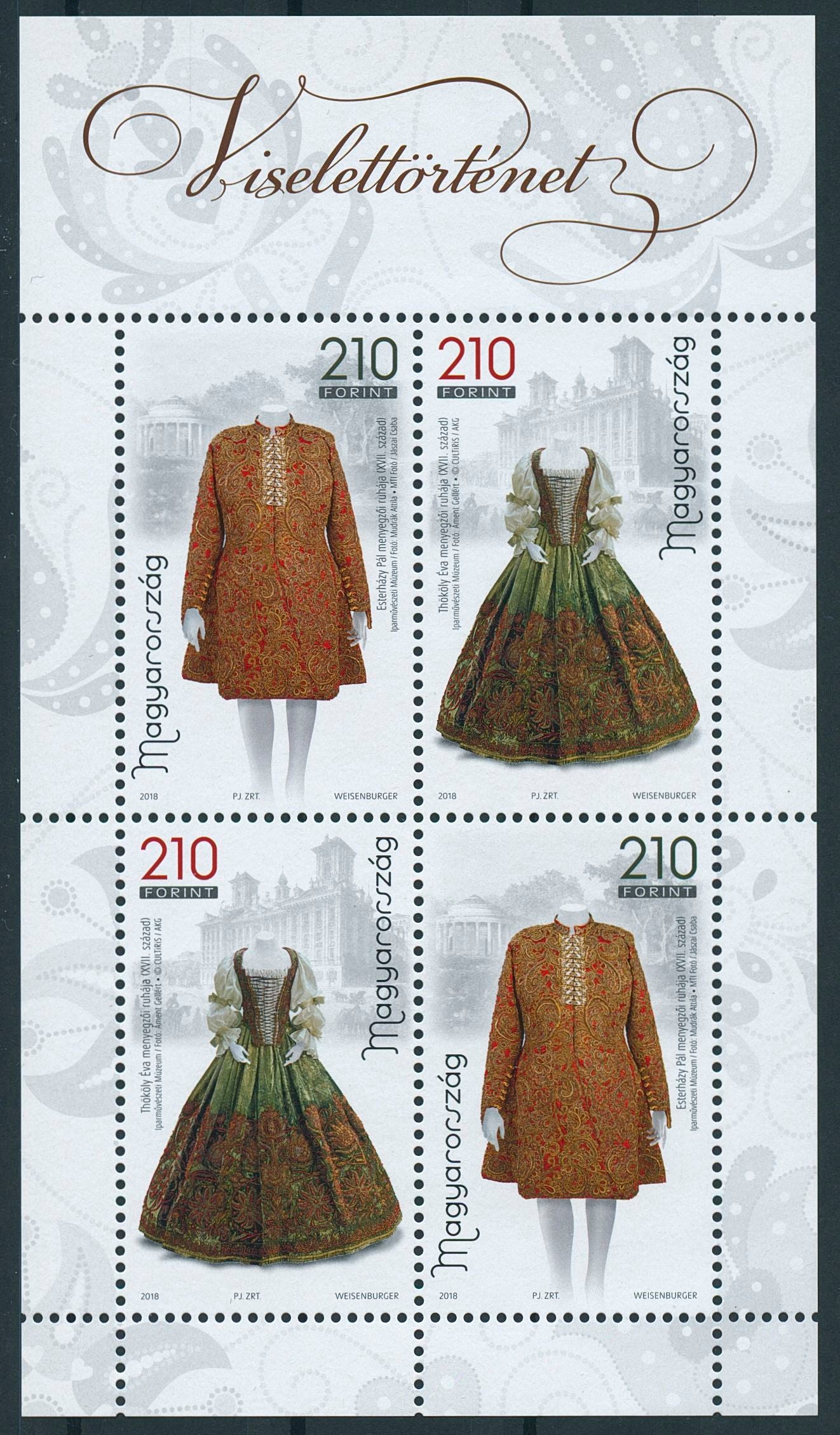 Hungary 2018 MNH History of Clothing II Traditional Costumes Dress 4v M/S Stamps