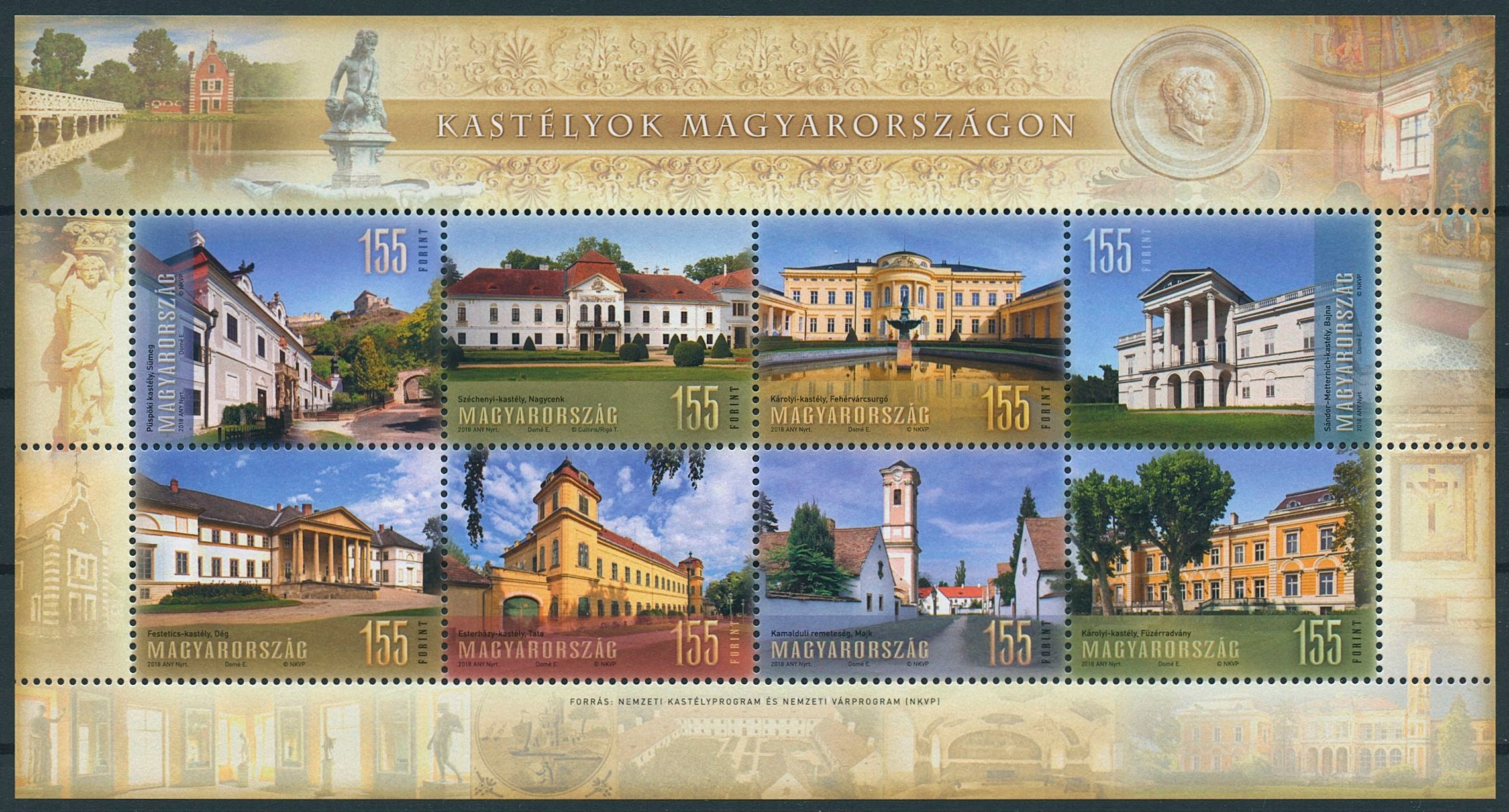 Hungary 2018 MNH Castles in Hungary 8v M/S Tourism Castle Architecture Stamps