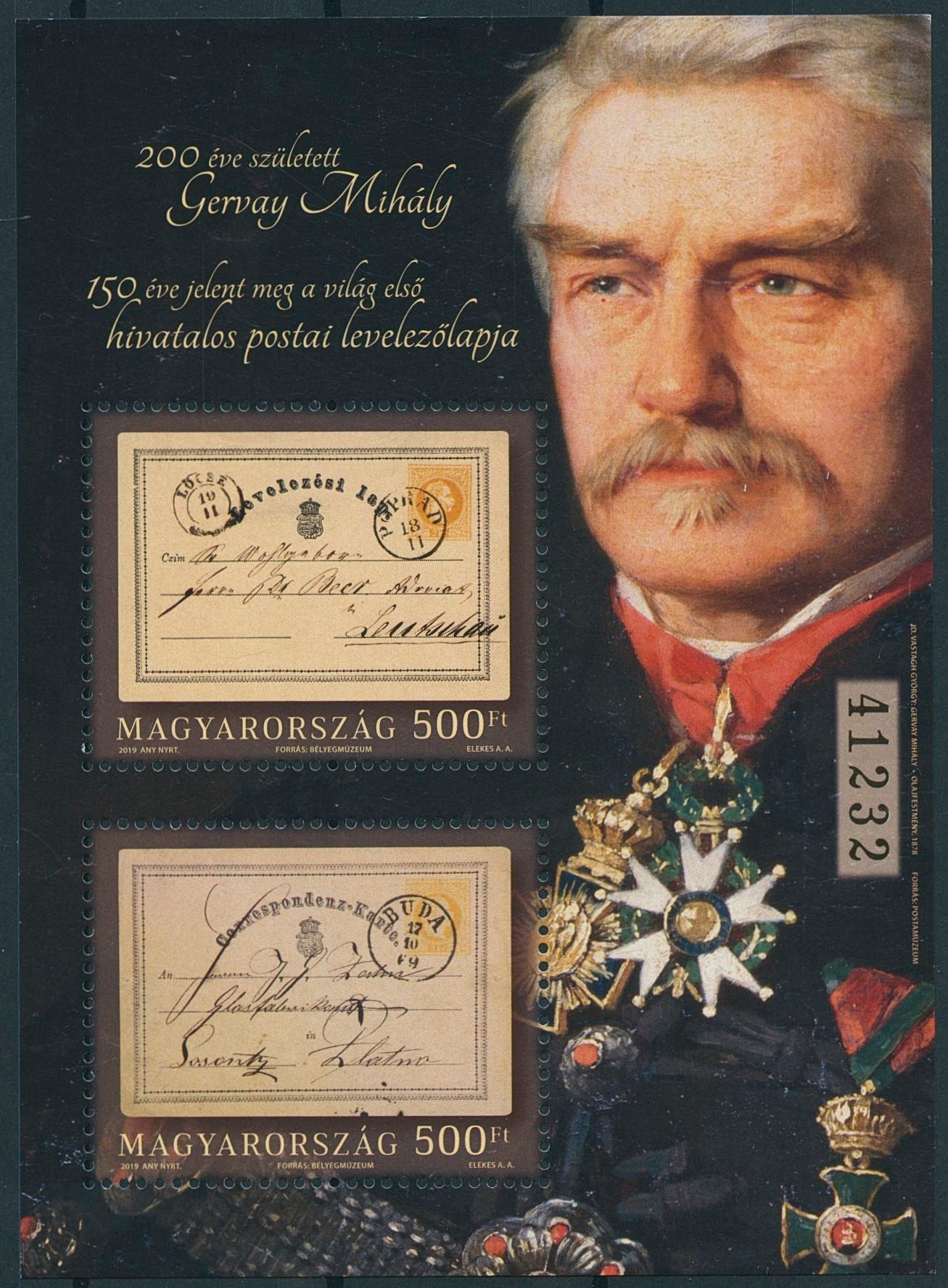 Hungary 2019 MNH Mihaly Gervay & First Postcards 2v M/S Famous People Stamps