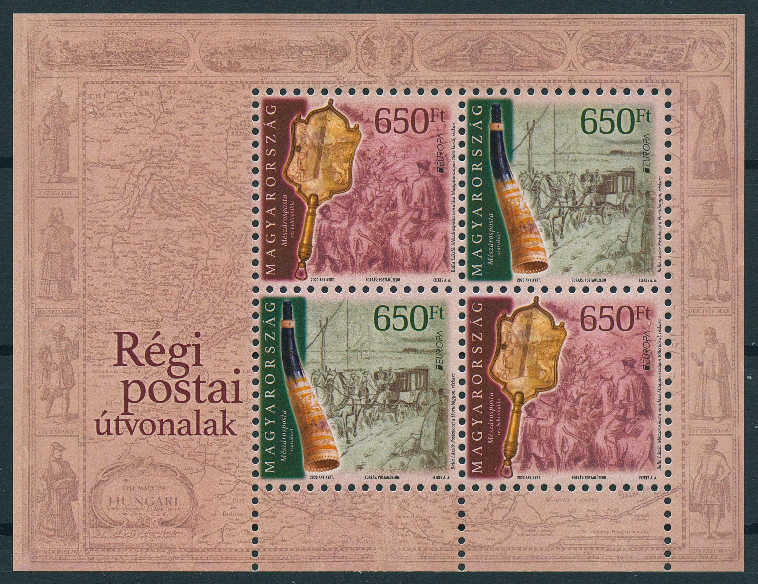 Hungary Europa Stamps 2020 MNH Ancient Postal Routes Services Europa 4v M/S