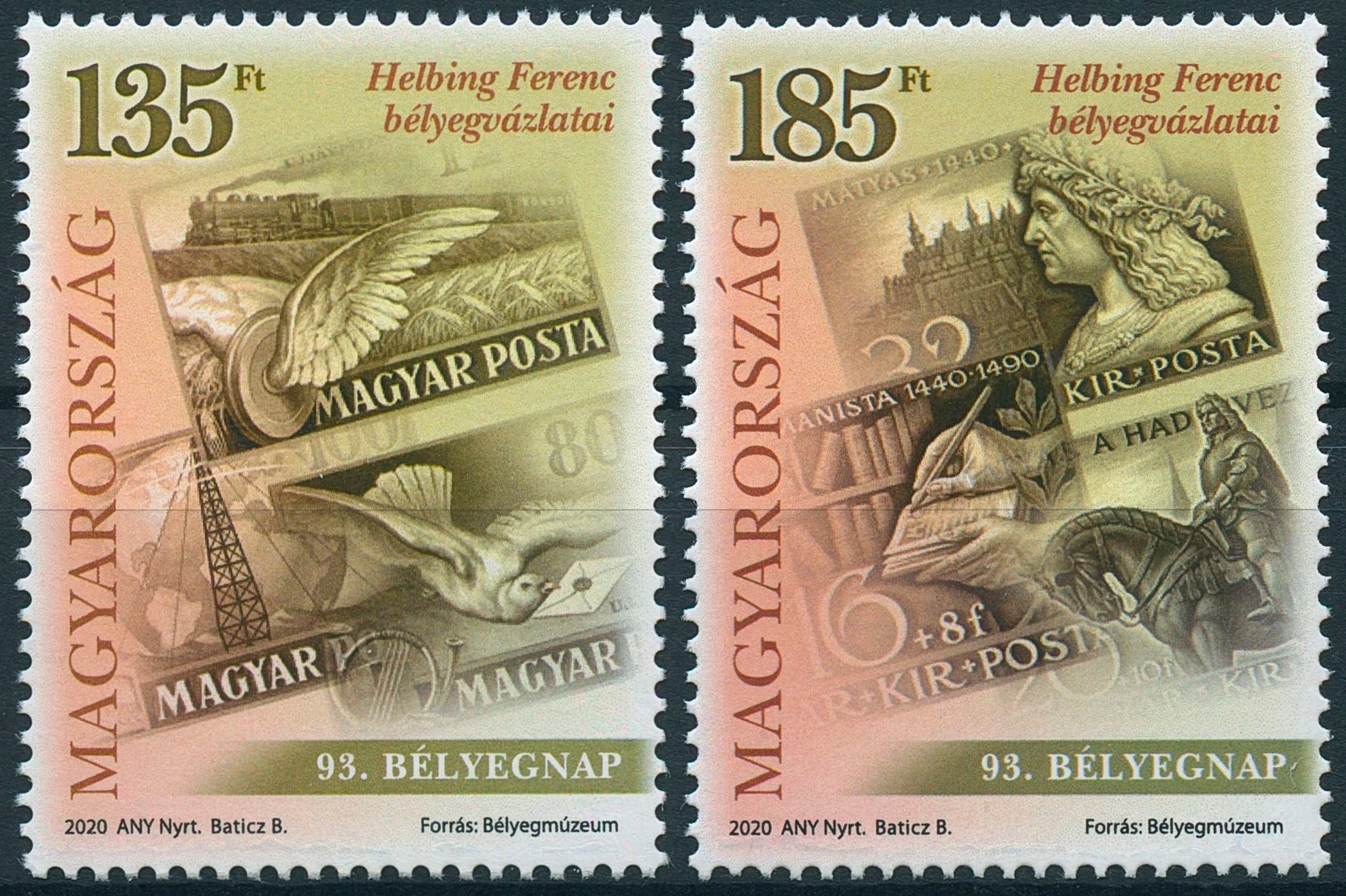 Hungary Philately Stamps 2020 MNH 93rd Stamp Day Helbing Ferenc Design 2v Set