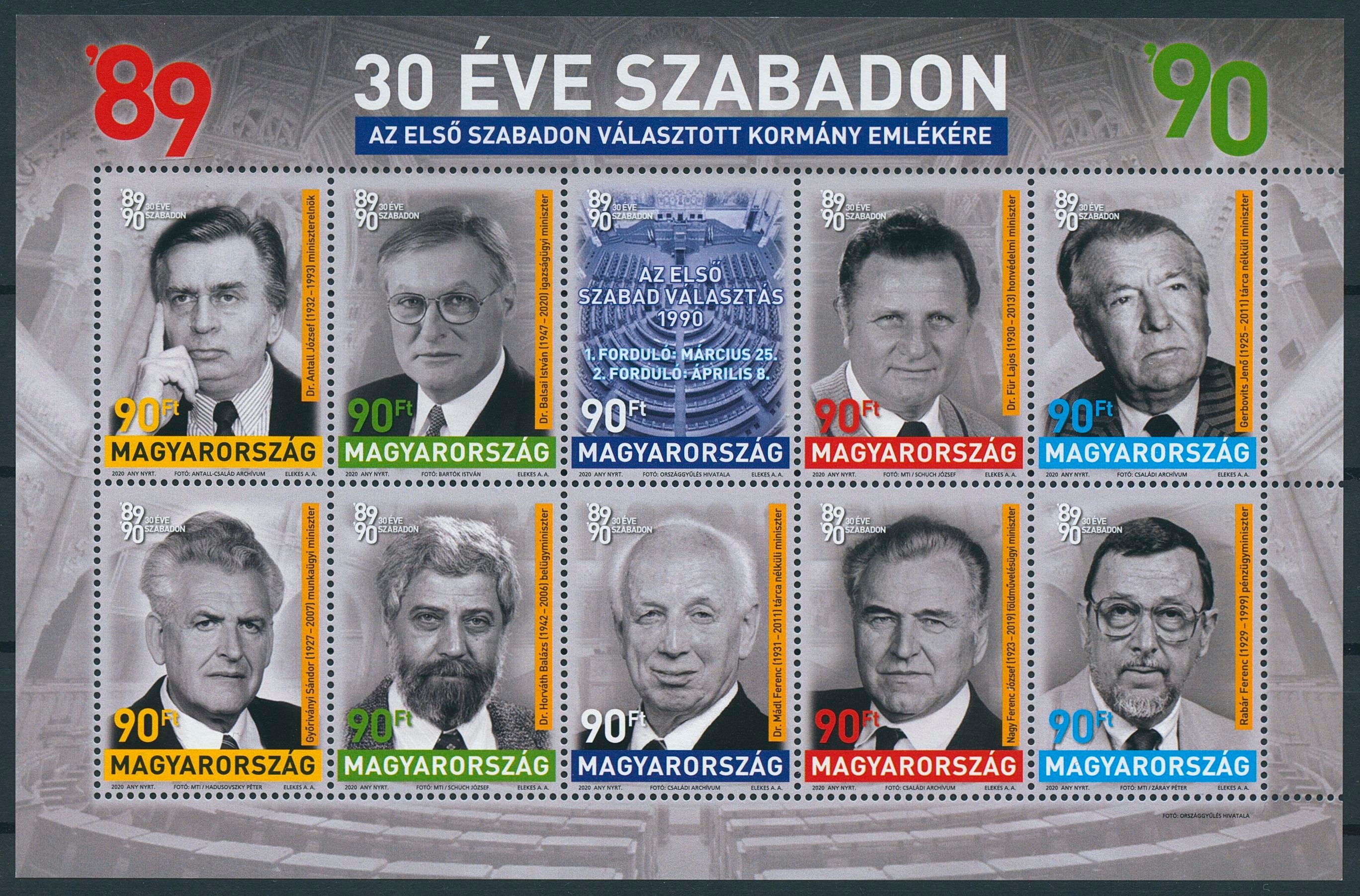 Hungary People Stamps 2020 MNH 1st Freely Elected Government Politicians 10v M/S