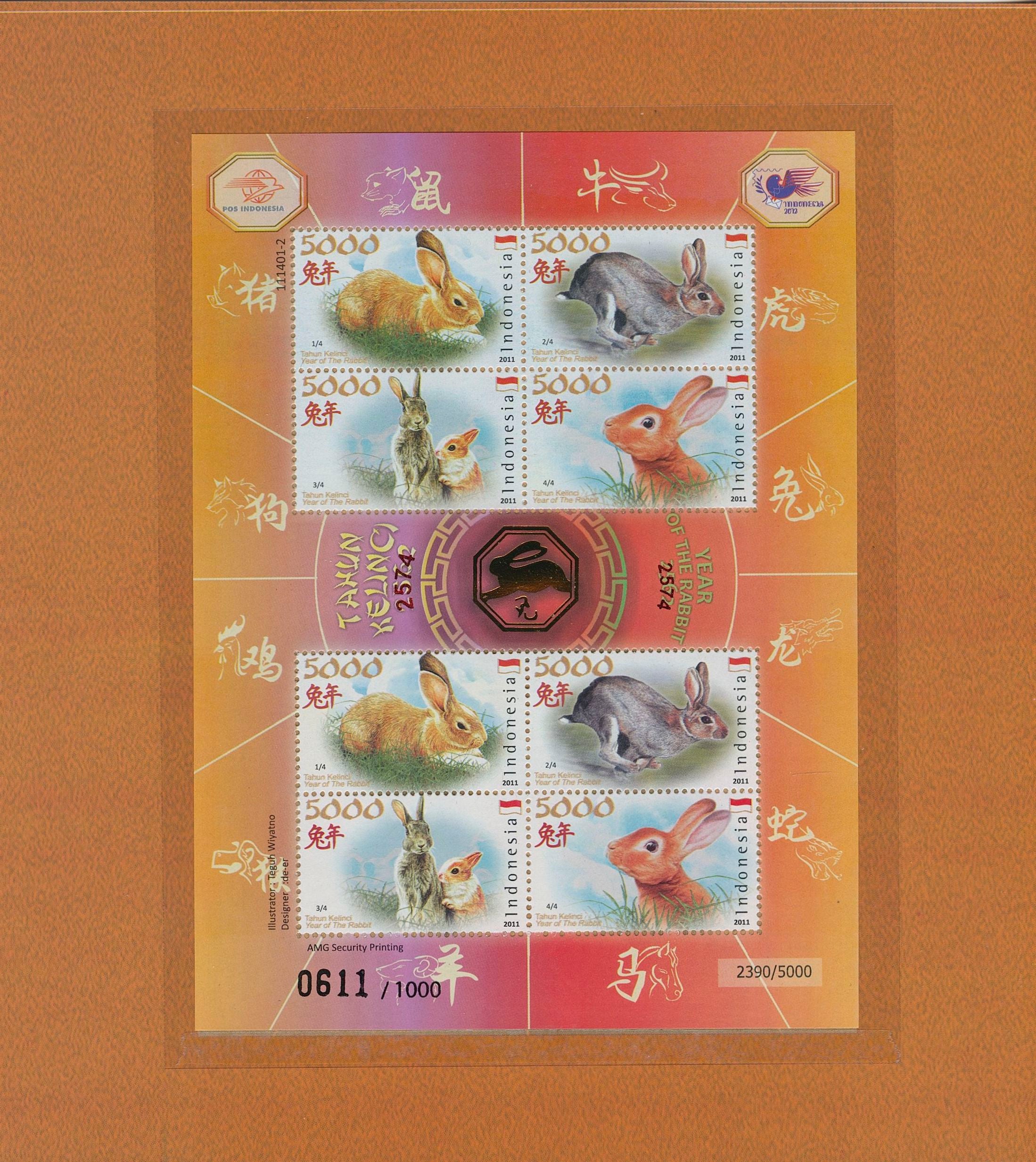 Indonesia 2023 MNH Year of Rabbit Stamps Chinese Lunar New Year 1v M/S + 8v M/S Special Pack