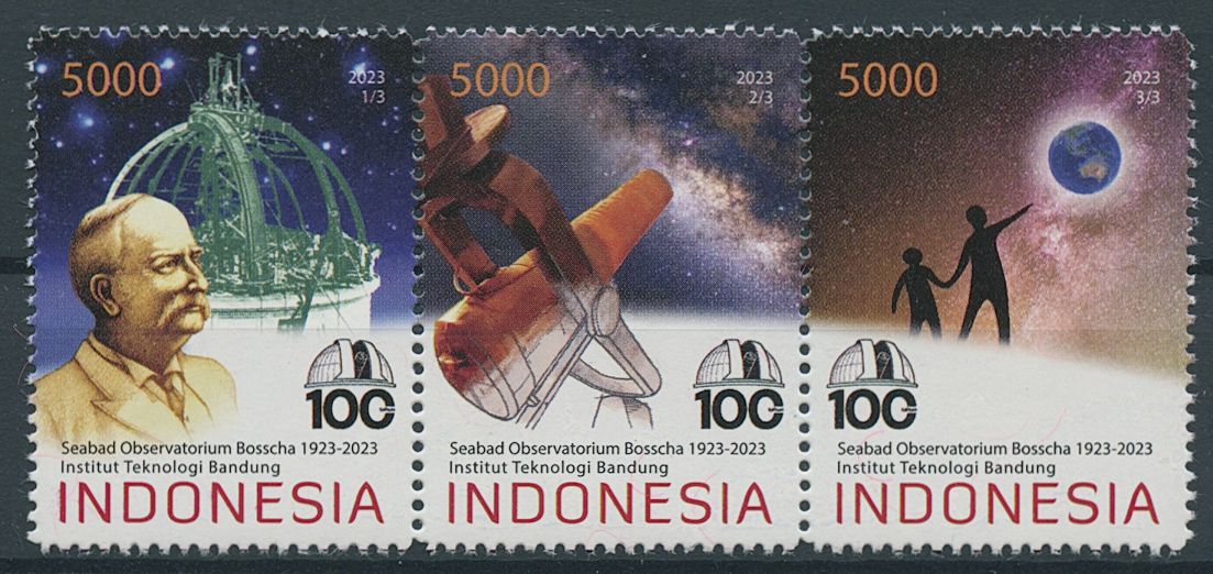 Indonesia 2023 MNH Space Stamps Century of Modern Astronomy Observatorium 3v Strip