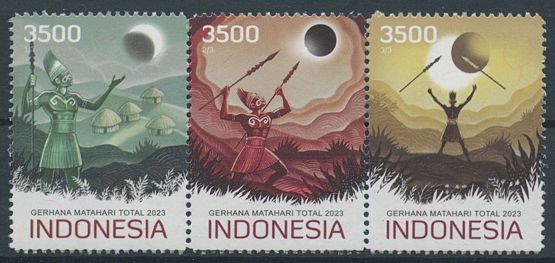 Indonesia 2023 MNH Space Stamps Total Solar Eclipse 3v Strip