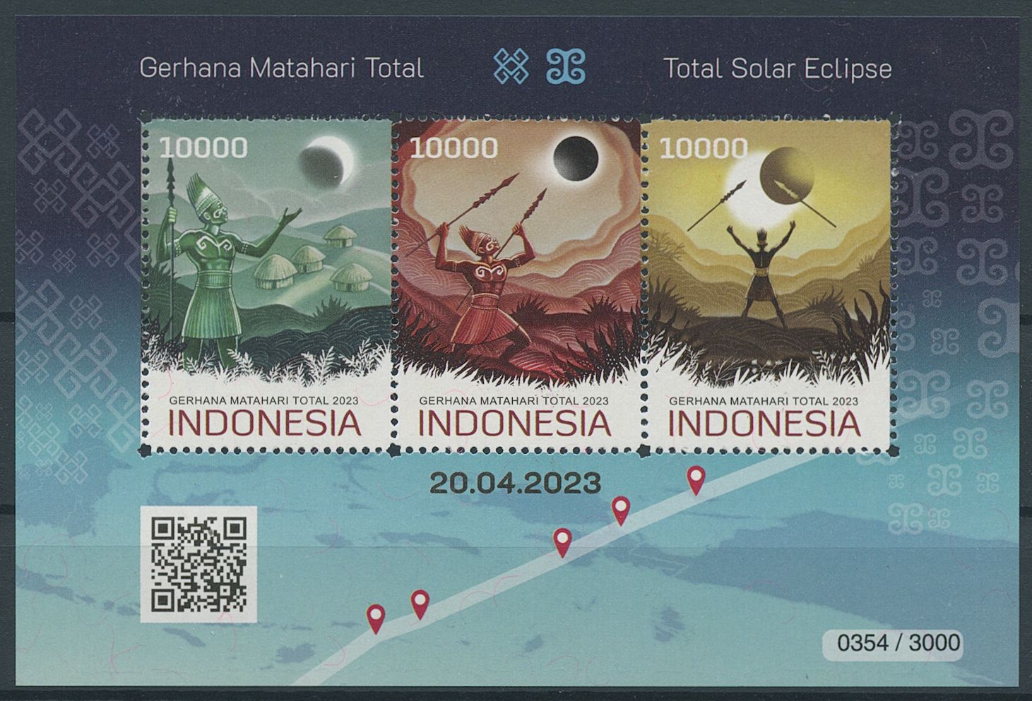 Indonesia 2023 MNH Space Stamps Total Solar Eclipse 3v M/S