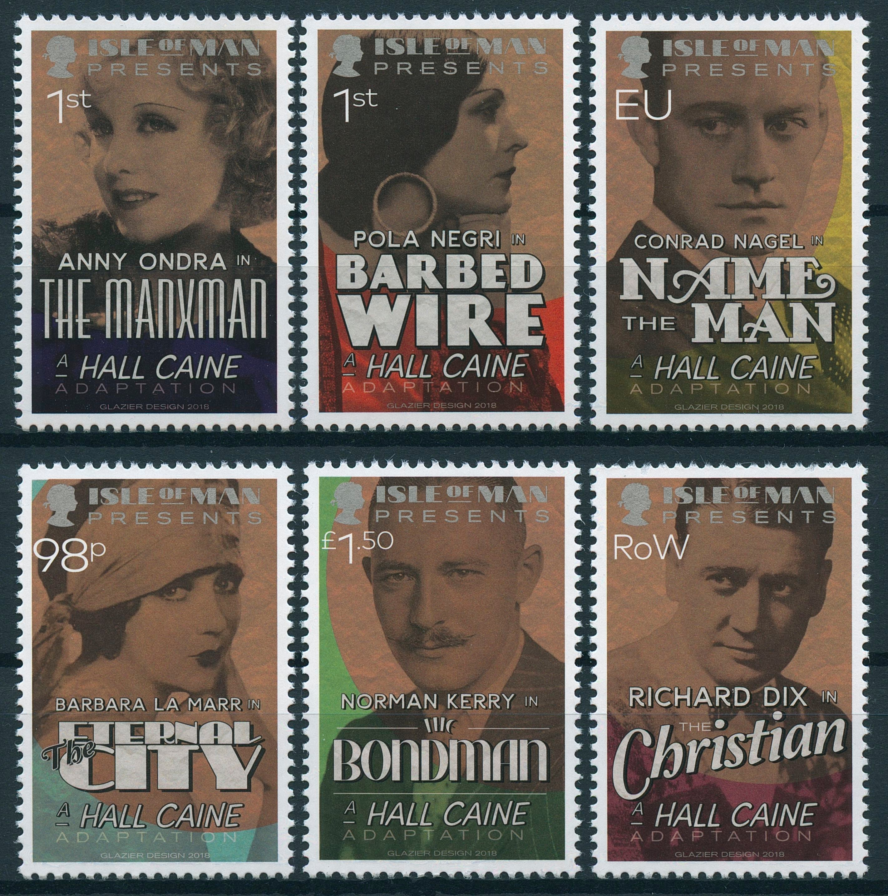 Isle of Man IOM 2018 MNH Hall Caine Film Adaptations 6v Set Writers Stamps