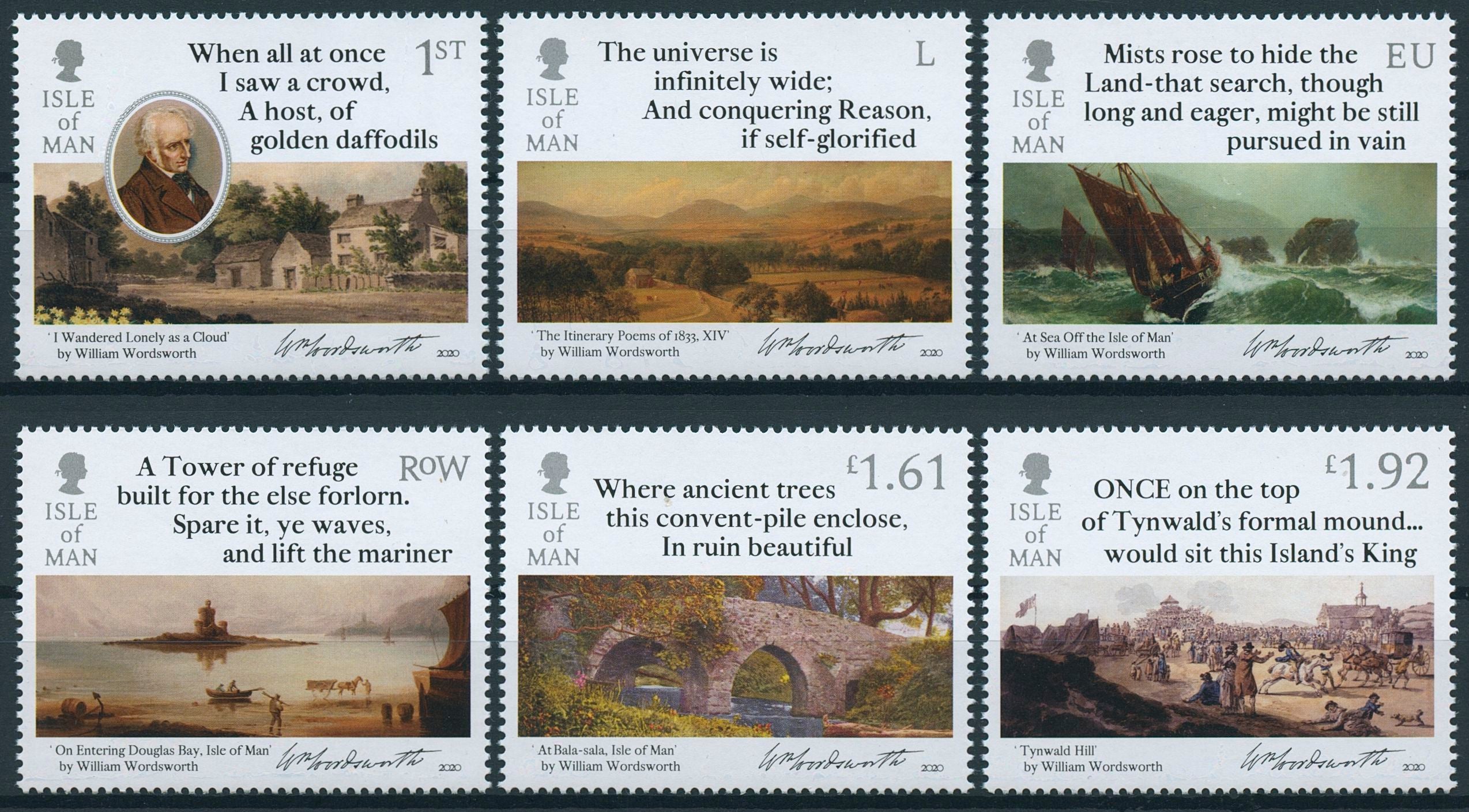 Isle of Man IOM Poets Stamps 2020 MNH William Wordsworth Writers People 6v Set