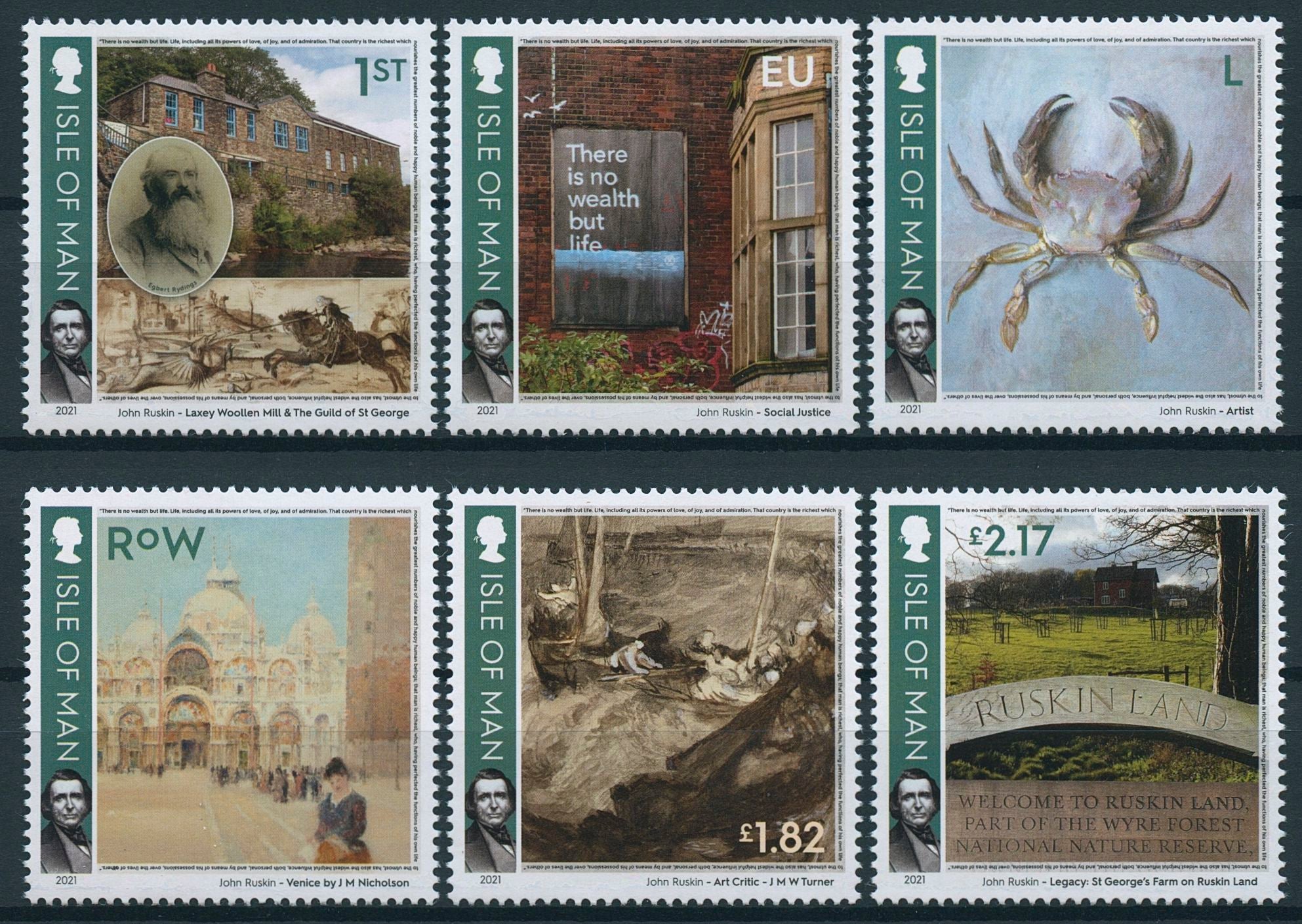 Isle of Man IOM Art Stamps 2021 MNH John Ruskin Guild of St George 6v Set