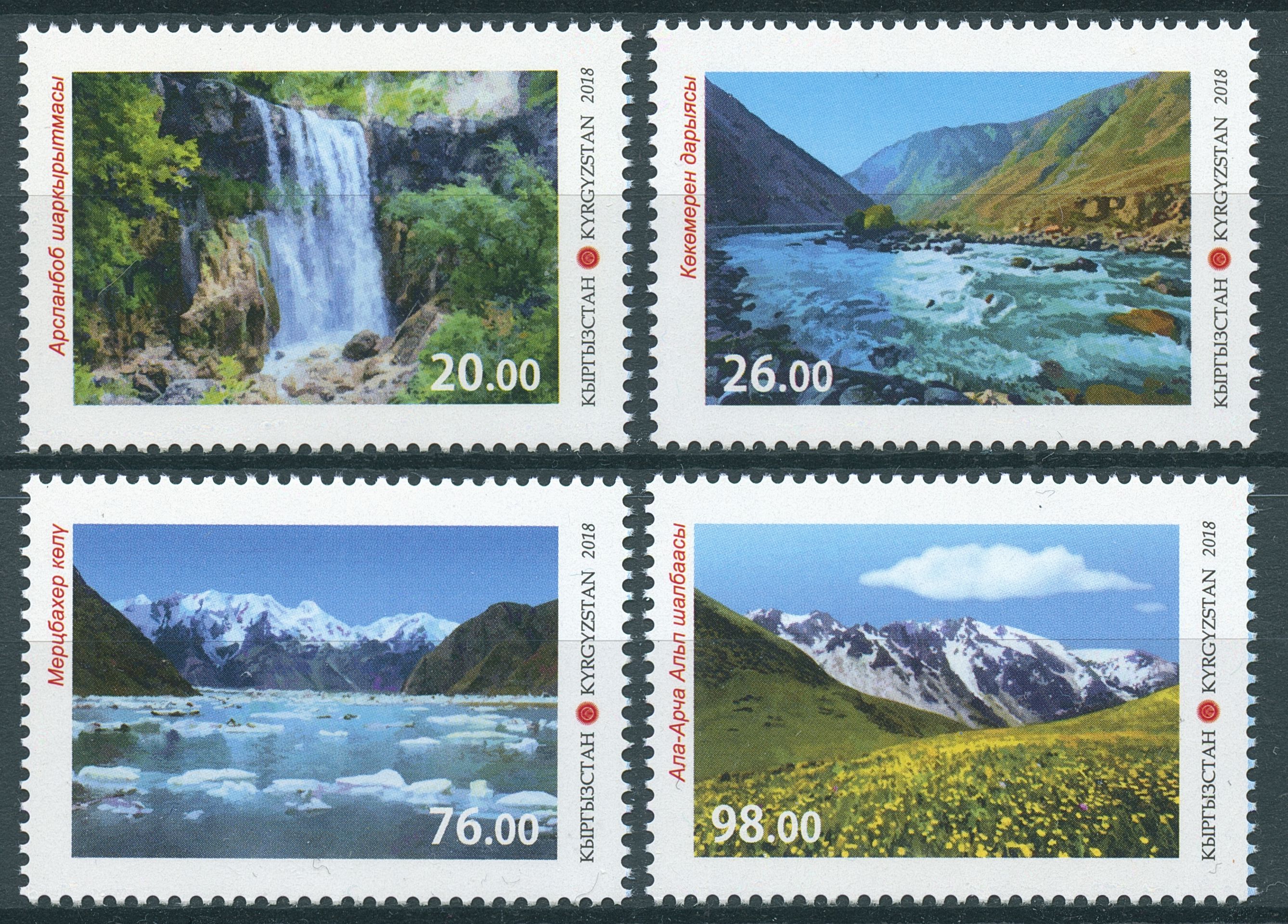 Kyrgyzstan 2018 MNH Landscapes 4v Set Tourism Waterfalls Mountains Nature Stamps