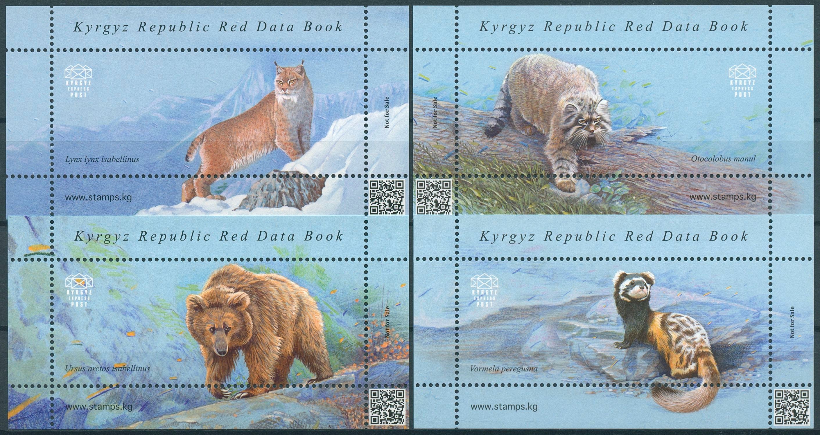 Kyrgyzstan KEP Promotional Stamps MNH Red Book Endangered Animals Bears 4x S/S