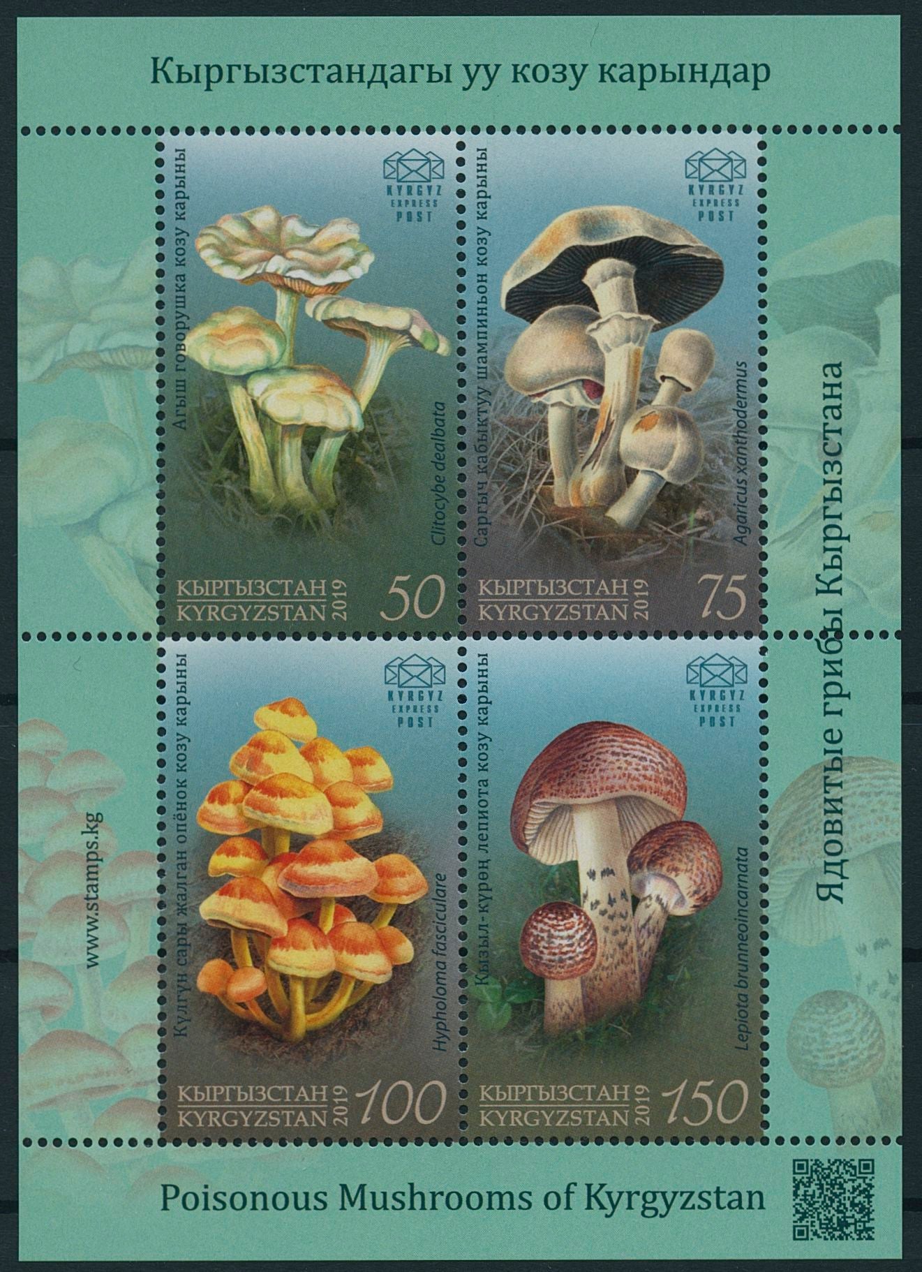 Kyrgyzstan KEP 2019 MNH Poisonous Mushrooms 4v M/S Fungi Nature Stamps
