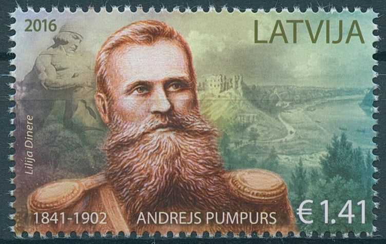 Latvia 2016 MNH Andrejs Pumpurs 1v Set Poets Writers Stamps