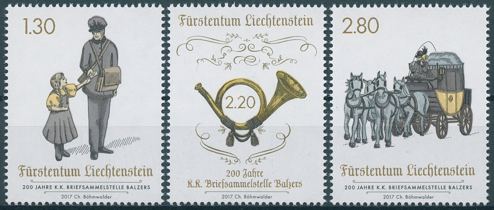Liechtenstein 2017 MNH Briefsammelstelle Balzers 3v Set Postal Services Stamps