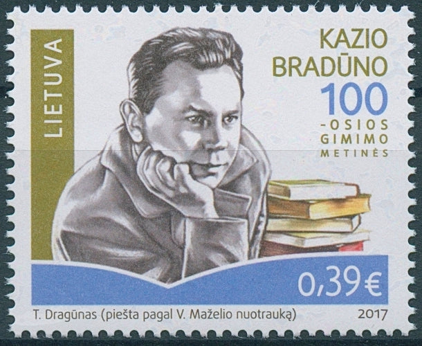 Lithuania 2017 MNH Kazys Bradunas 1v Set Poets Literature Stamps