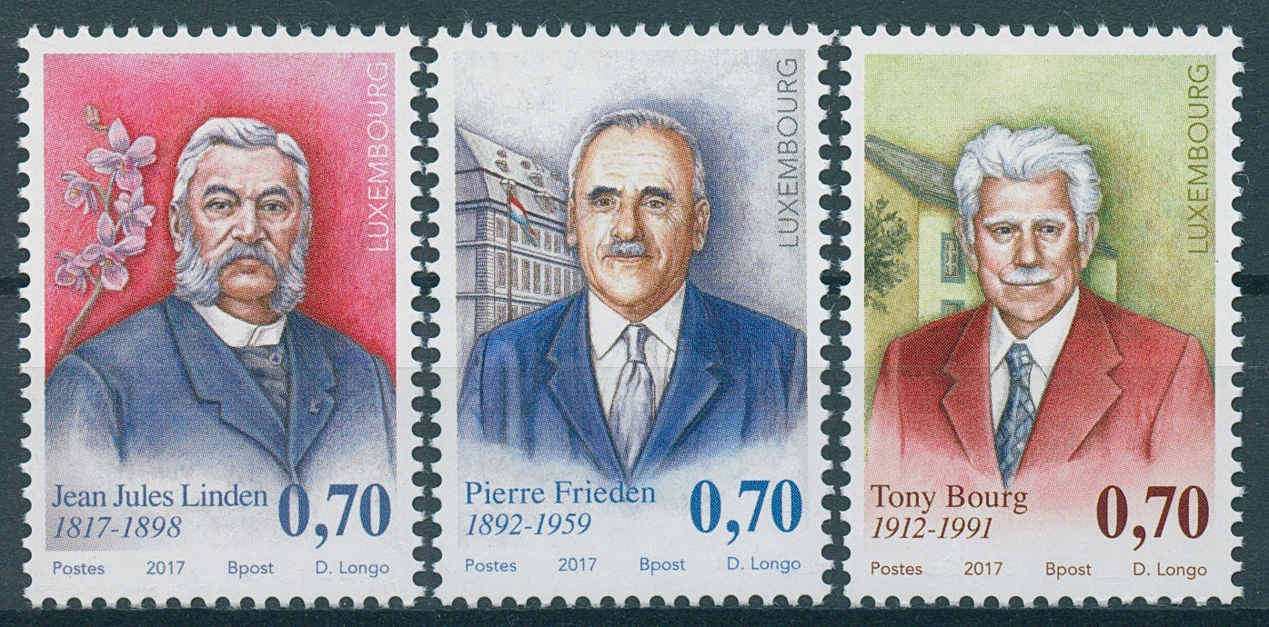 Luxembourg 2017 MNH Personalities Pierre Frieden Tony Bourg 3v Set People Stamps