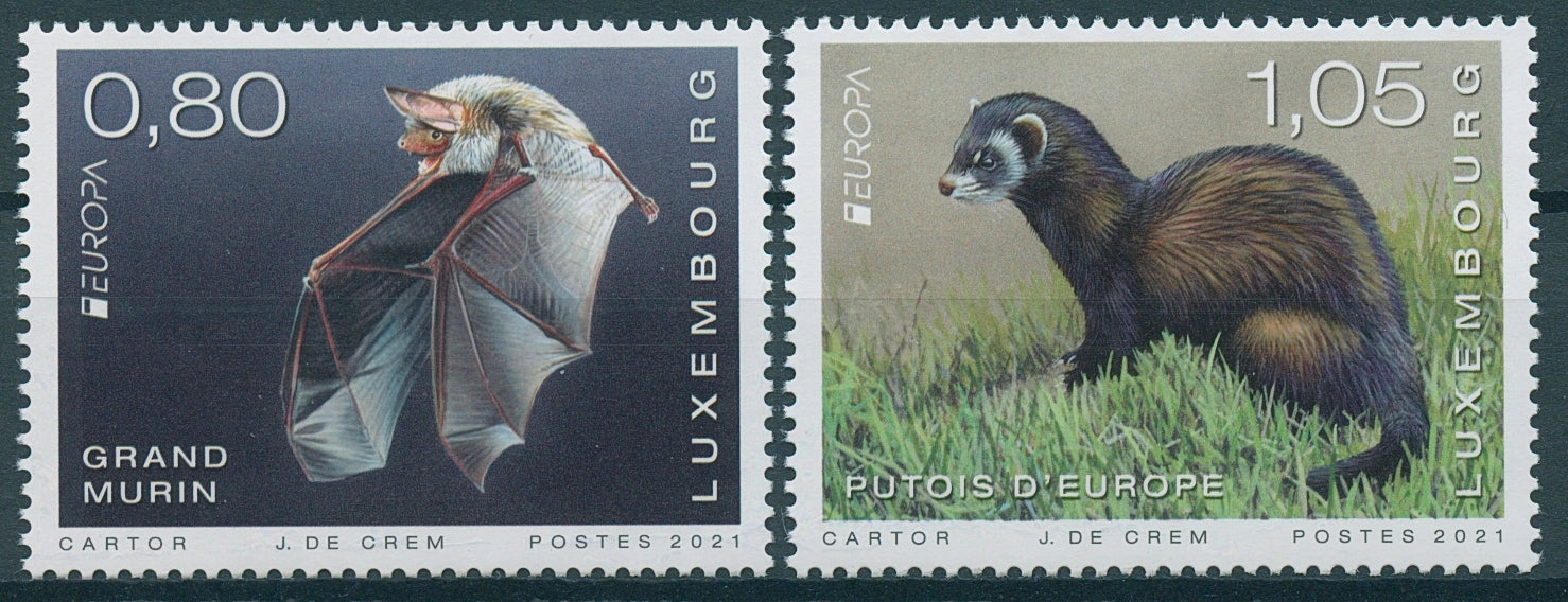 Luxembourg Europa Stamps 2021 MNH Endangered Natl Wildlife Bats Wild Animals 2v Set