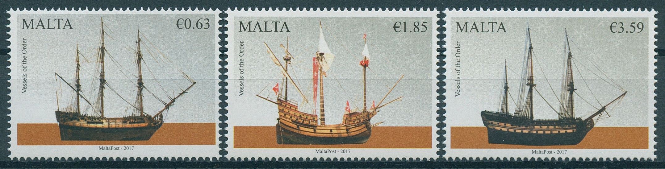 Malta 2017 MNH Vessels of the Order Maritime Series V 3v Set Boats Ships Stamps