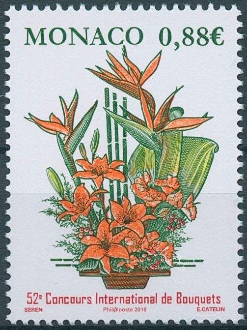 Monaco 2019 MNH International Bouquet Competition 1v Set Flowers Plants Stamps