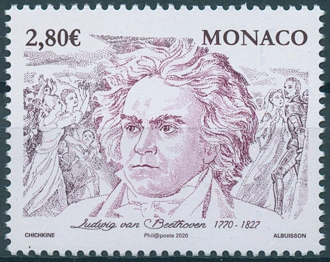 Monaco Music Stamps 2020 MNH Ludwig van Beethoven Composers BTHVN2020 1v Set