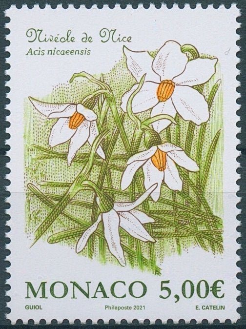 Monaco Flowers Stamps 2021 MNH French Snowflake Snowflakes Plants Nature 1v Set