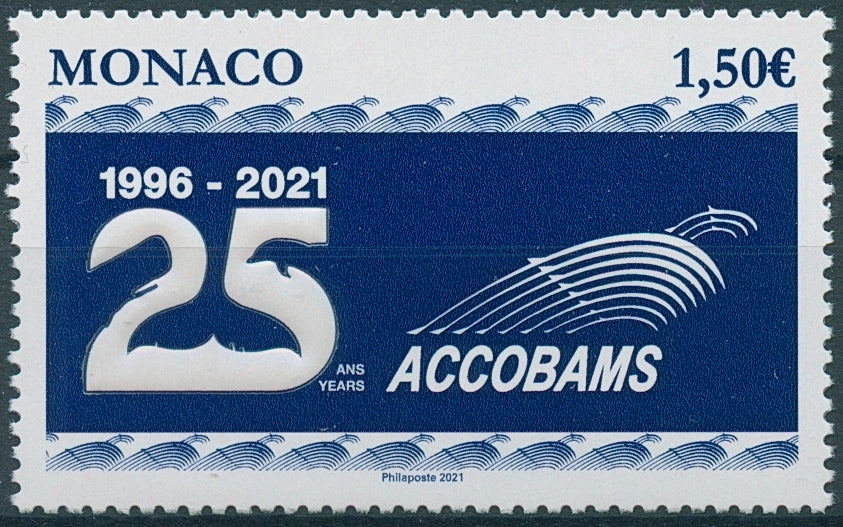 Monaco Organizations Stamps 2021 MNH ACCOBAMS 25th Anniv Whales Cetaceans 1v Set