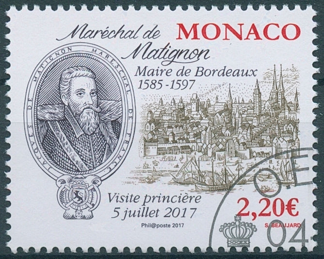 Monaco 2017 CTO Marshal of Matignon Mayor of Bordeaux Royal Visit 1v Set Stamps