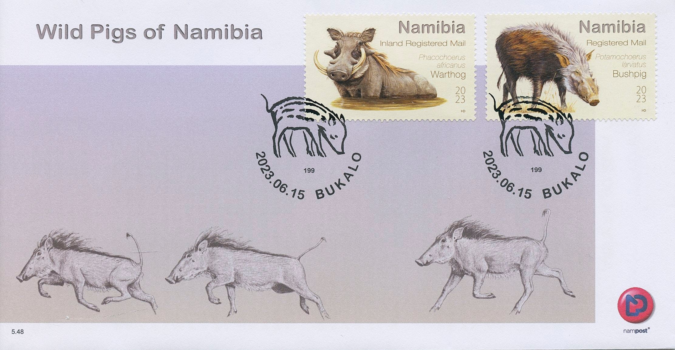 Namibia 2023 FDC Wild Animals Stamps Wild Pigs Warthog Bushpig 2v Set
