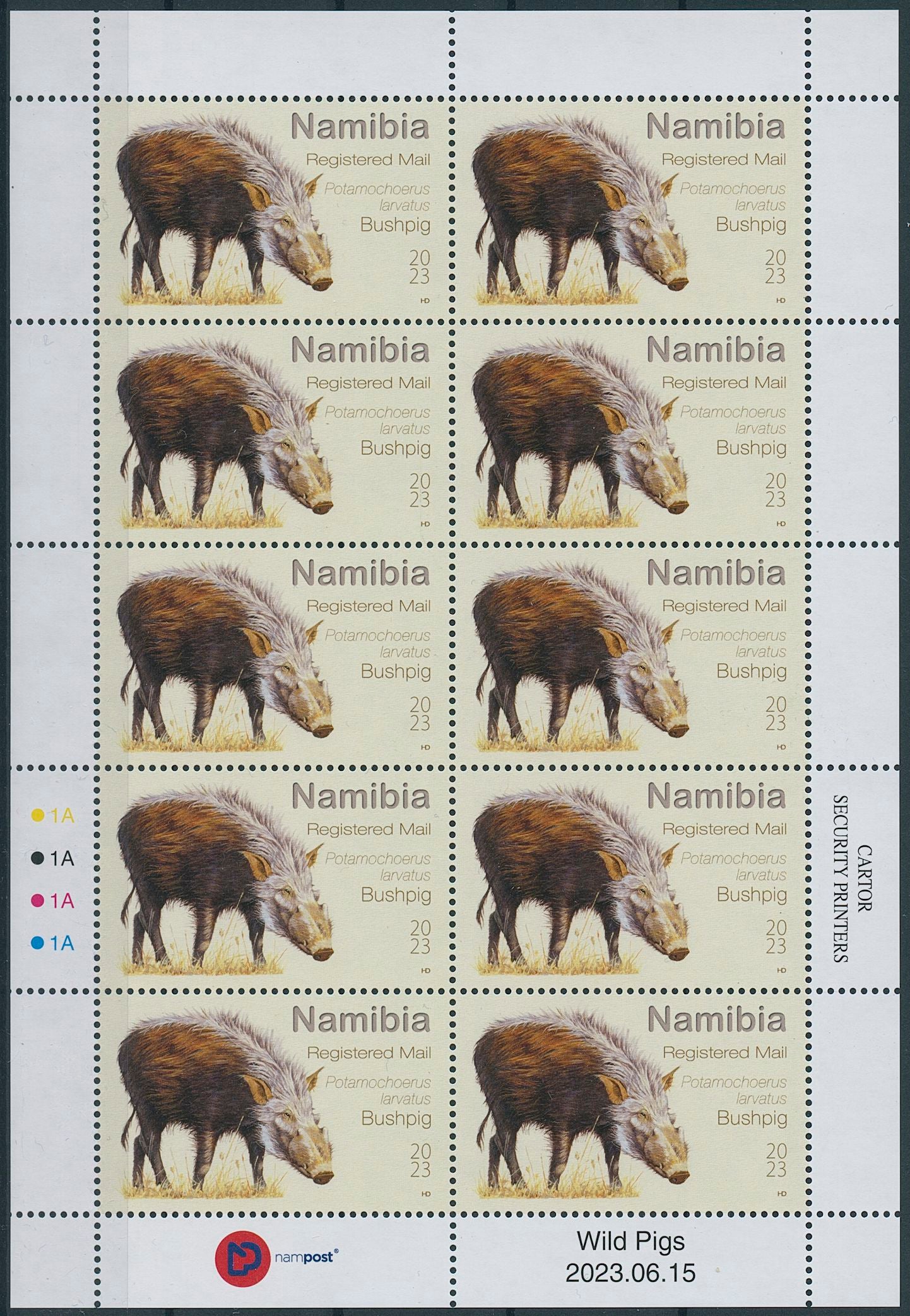 Namibia 2023 MNH Wild Animals Stamps Wild Pigs Warthog Bushpig 2x 10v M/S Full Sheets