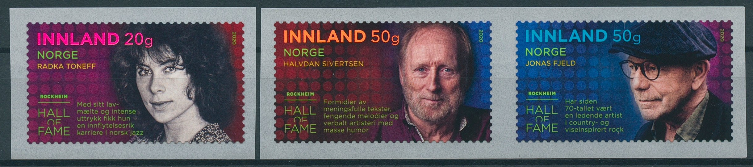 Norway Music Stamps 2020 MNH Rockheim Hall of Fame Fjeld Radka Toneff 3v S/A Set