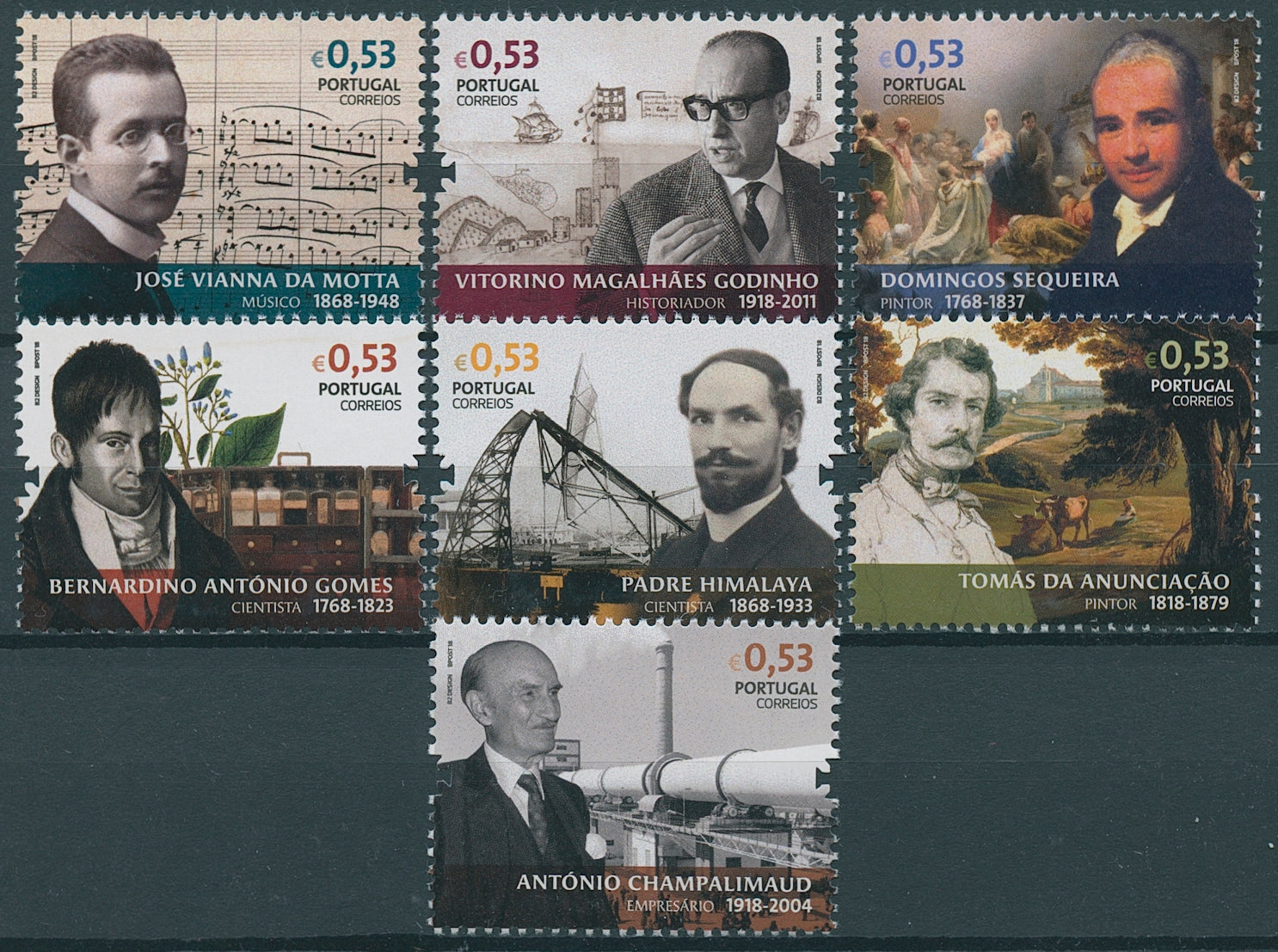 Portugal 2018 MNH Figures Portuguese History & Culture 7v Set People Stamps