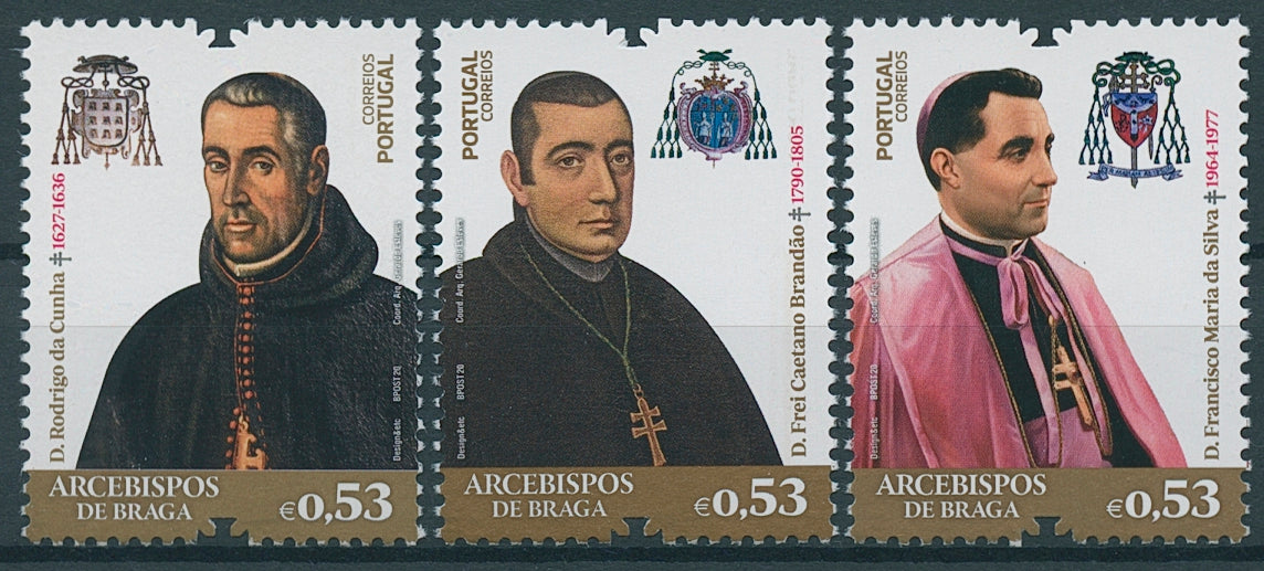 Portugal Religion Stamps 2020 MNH Archbishops of Braga Pt III People 3v Set