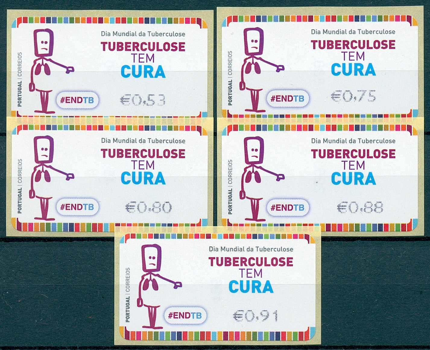 Portugal 2021 MNH Medical Stamps World Tuberculosis Day Sick 5v S/A Set Franking Labels
