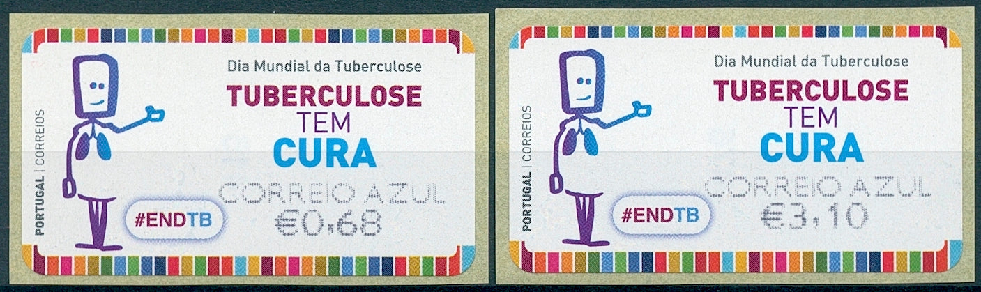 Portugal 2021 MNH Medical Stamps World Tuberculosis Day Convalescent Correio Azul 2v S/A Set Franking Labels