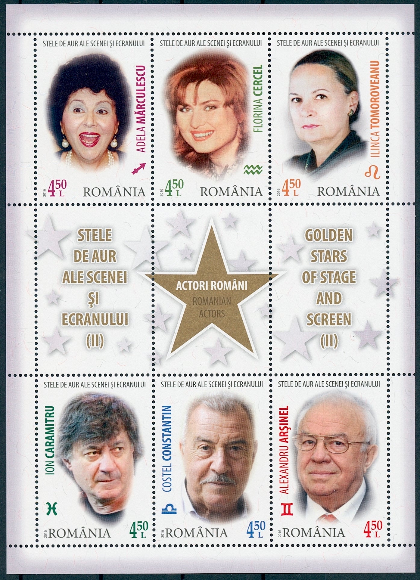 Romania 2016 MNH Golden Stars Stage & Screen Pt II 6v M/S Film Actors Stamps