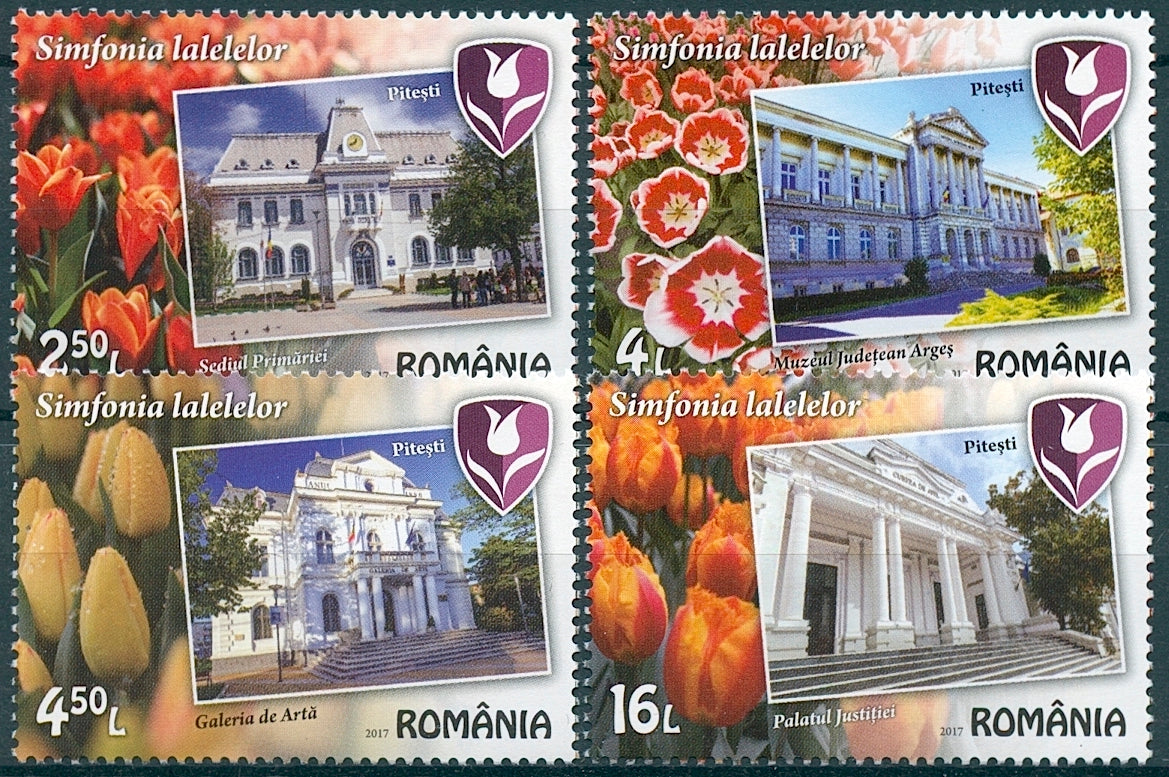 Romania 2017 MNH Pitesti Symphony of Tulips 4v Set Flowers Architecture Stamps