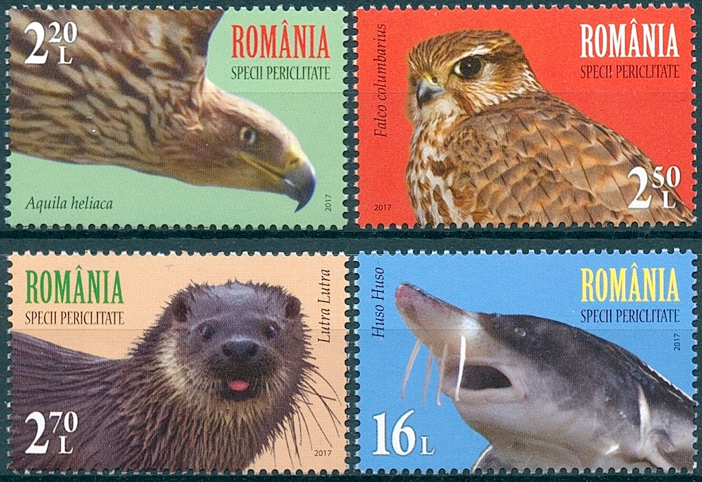 Romania 2017 MNH Endanged Species Otters 4v Set Birds Fish Wild Animals Stamps